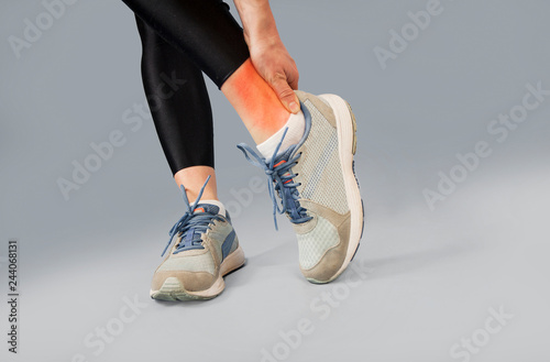girl foot injury close up np isolated background. Health concept