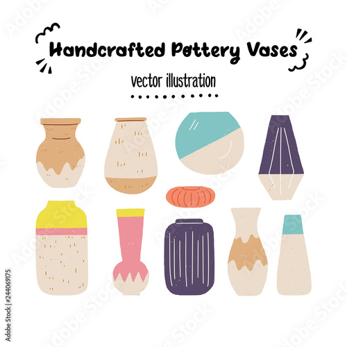 Set of handcrafted pottery vases