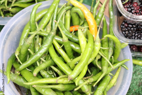 Green Chillies in a Bowl