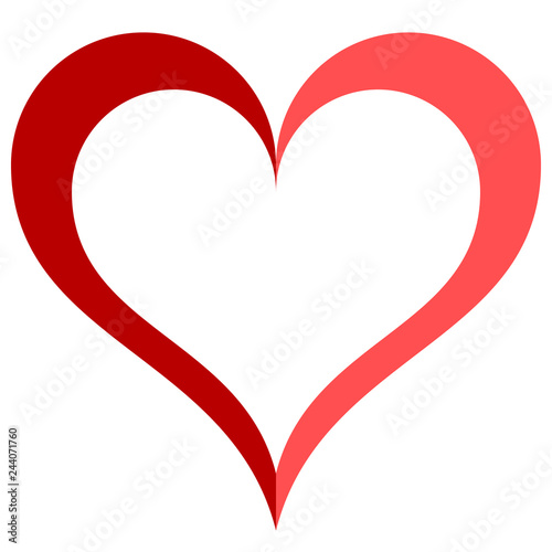 Heart symbol icon - red simple outlined, isolated - vector