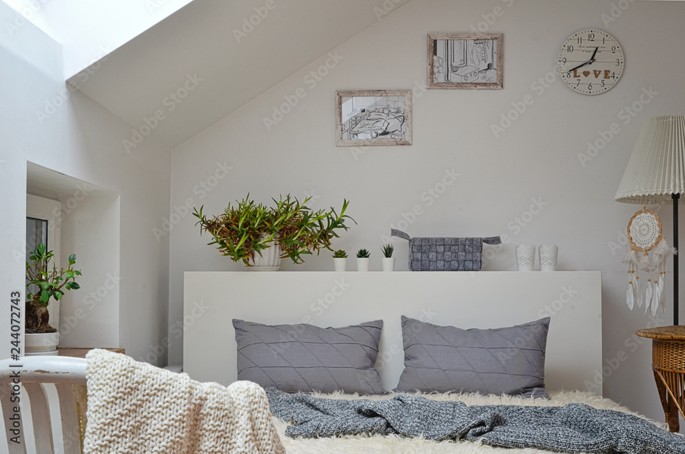 Bedroom interior in scandinavian style Bedroom interior in scandinavian style