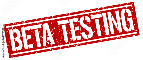 beta testing square grunge stamp