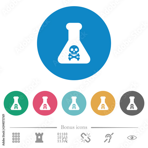 Dangerous chemical experiment flat round icons