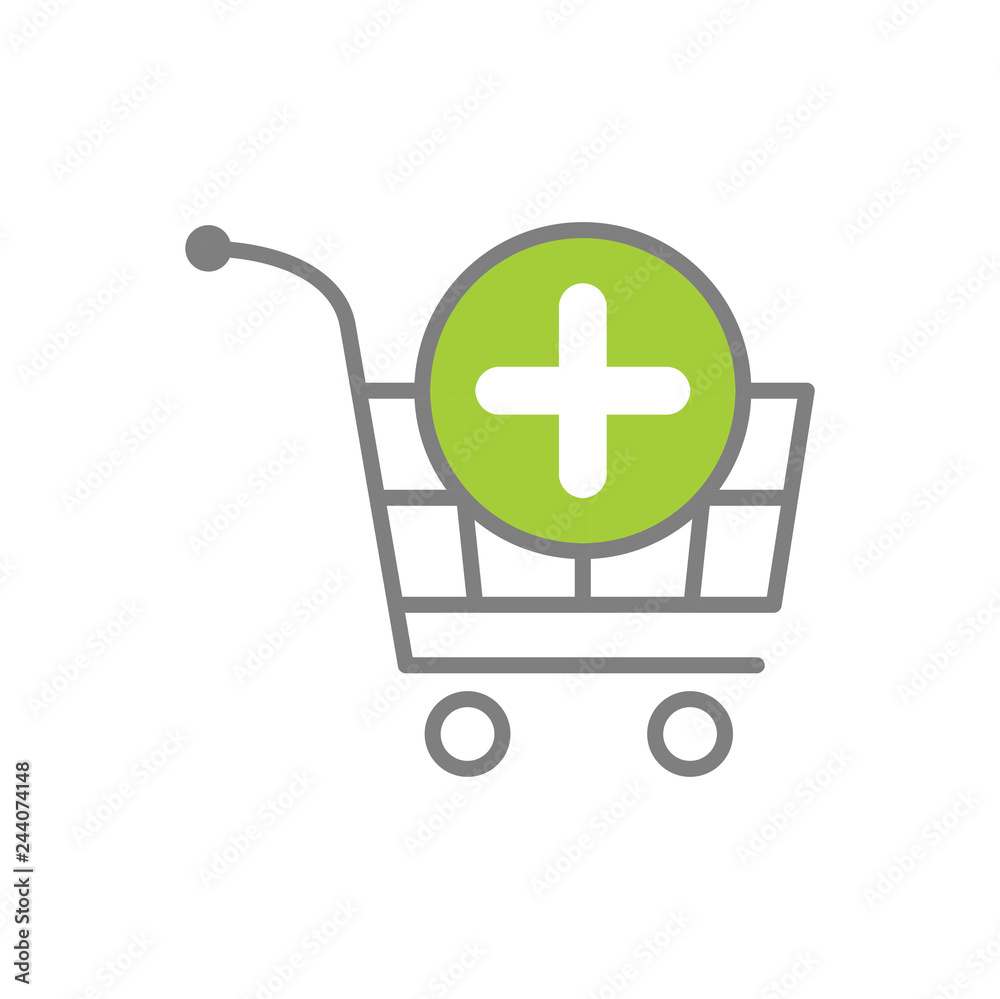 Online shopping cart add icon on white background for graphic and web design, Modern simple vector sign. Internet concept. Trendy symbol for website design web button or mobile app