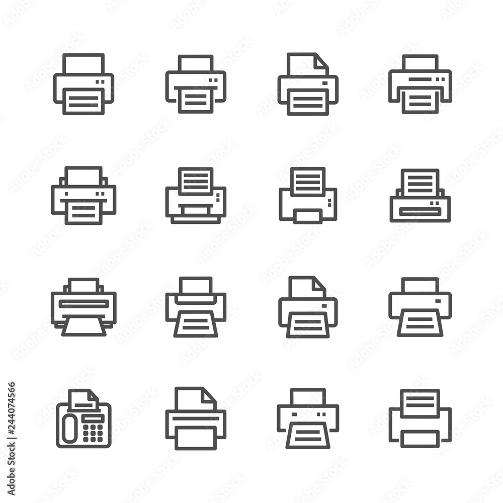 fax and print icons set fax and print icons set