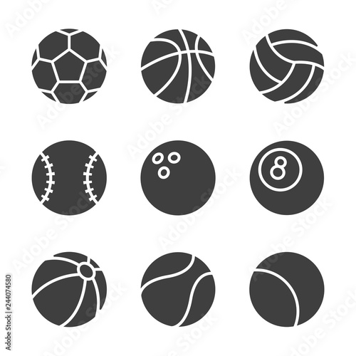 set of sport balls vector icons