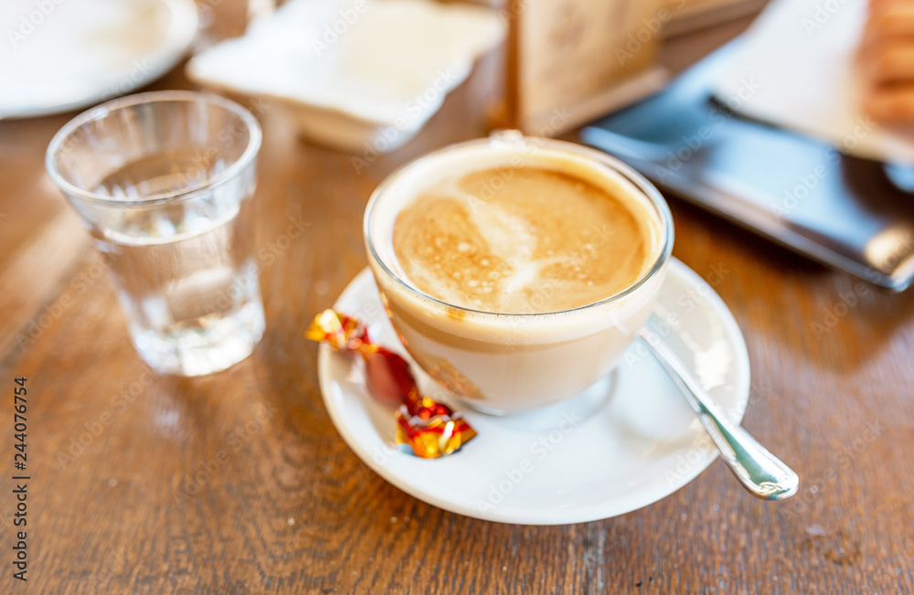 coffee with sweets and pure water coffee with sweets and pure water