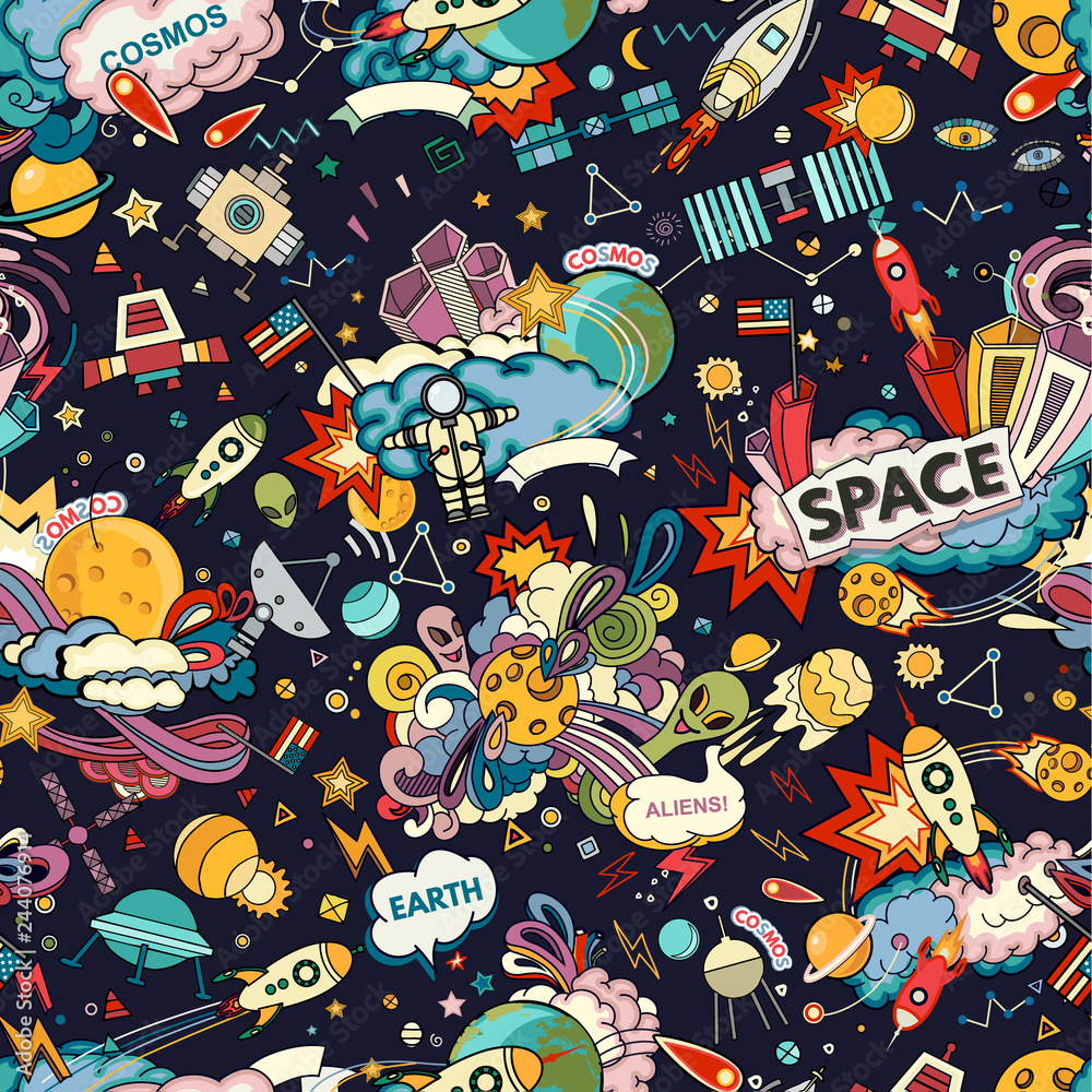 Cosmos Seamless Pattern