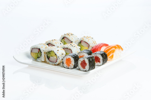 Isolated Sushi plate on white background