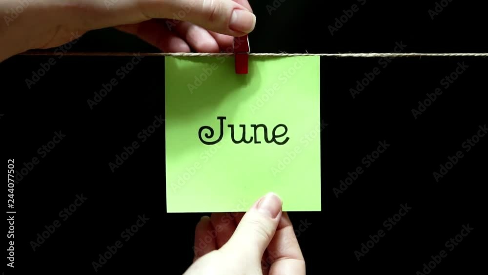 Month of the year. Summer. On the sheet inscription June. The sheet is ...
