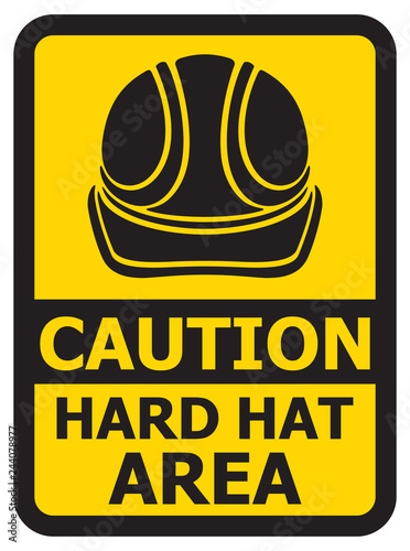 Caution hard hat area vector sign