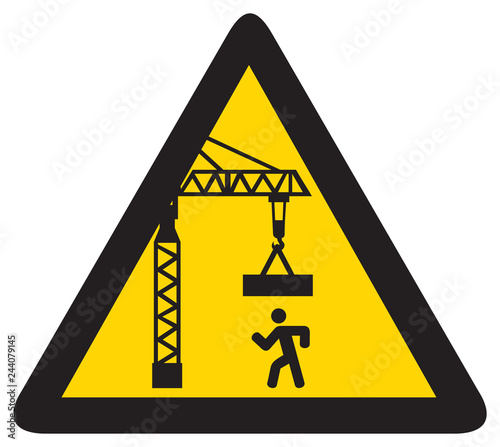 overhead crane crush hazard triangle warning sign
