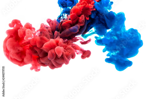 Abstract paint splash isolated on white background - Image colourful ink.