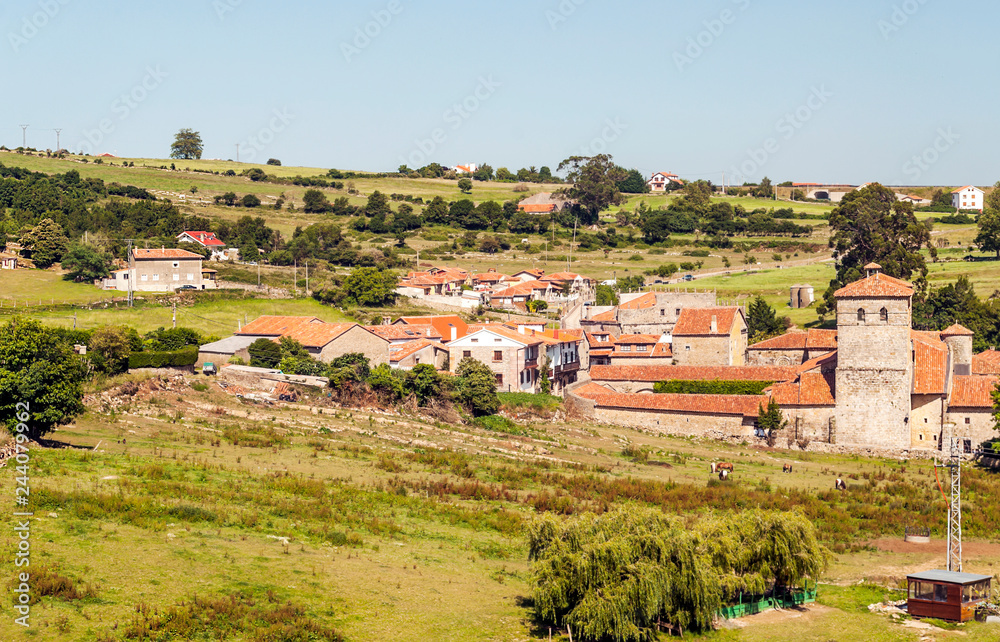 Rural village called Ubiarco in Spain in a sunny day.