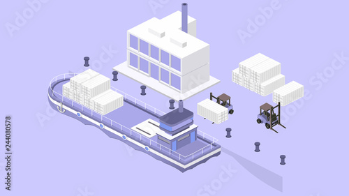 Isometric sea cargo port