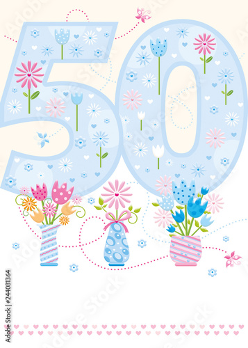 A card illustrated on the fiftieth birthday