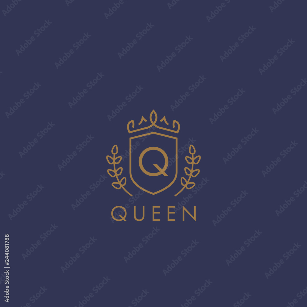 Initials letter Q logo business vector template. Crown and shield shape. Luxury, elegant, glamour, fashion, boutique for branding purpose. Unique classy concept. Initials letter Q logo business vector template. Crown and shield shape. Luxury, elegant, glamour, fashion, boutique for branding purpose. Unique classy concept.