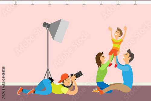 Family Photo Session, Kid and Parents. Photographer