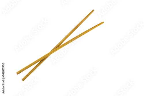 bamboo chopsticks isolated on white background.
