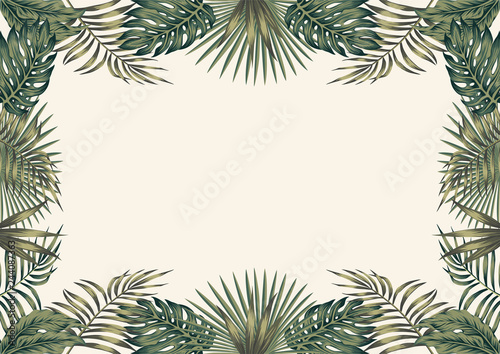 Green tropical border white background A4 layout