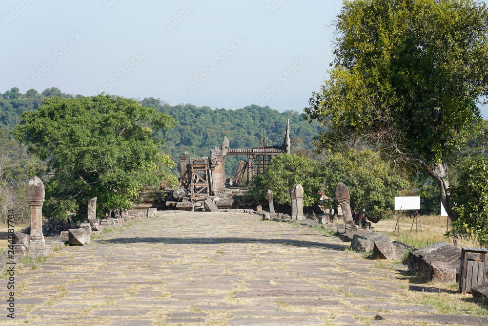 Preah Vihear,Cambodia-January 10, 2019: Second pillared causeway of Preah Vihear Temple, Cambodia
