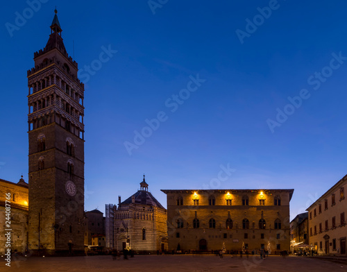 Piazza del Duomo of Pistoia at blue hour, Tuscany, Italy photo