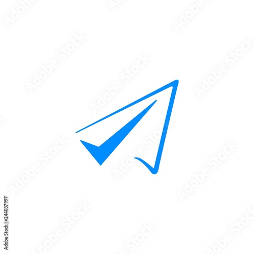 flight check paper plane logo vector icon illustration
