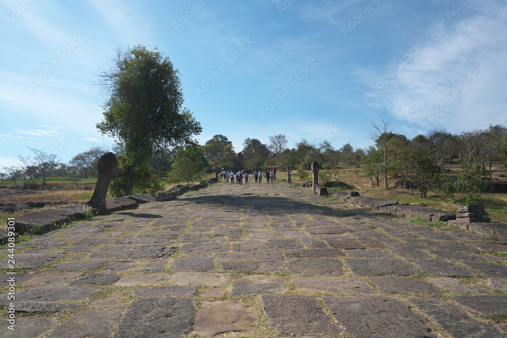 Preah Vihear,Cambodia-January 10, 2019: Second pillared causeway of Preah Vihear Temple, Cambodia