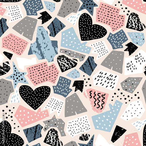 Seamless abstarct pattern with ink drawn shapes and textures. Creative fashion texture. Great for fabric, textile Vector Illustration © solodkayamari