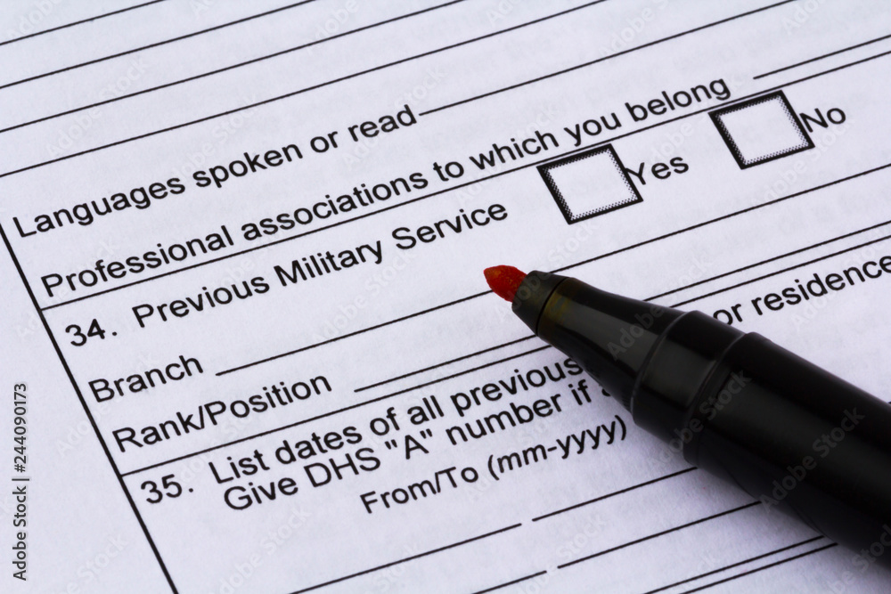 Information on military service in application form Information on military service in application form