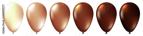 Set of realistic monochrome isolated brown balloons. Template for a business card, banner, poster, notebook, invitation
