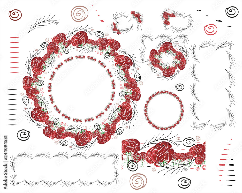 Seamless brush raster version. Roses are large and small alike. Seamless brush raster version. Roses are large and small alike.