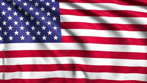 American flag with fabric structure in the wind (loopable)