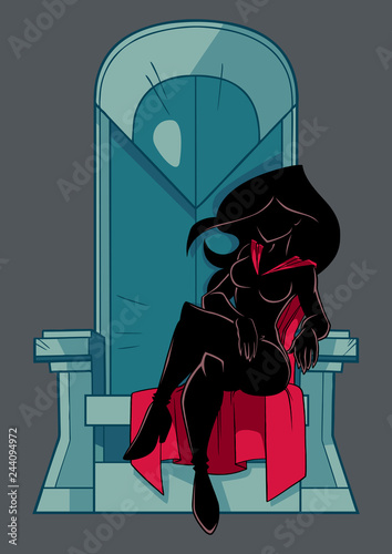 Superheroine on Throne Silhouette