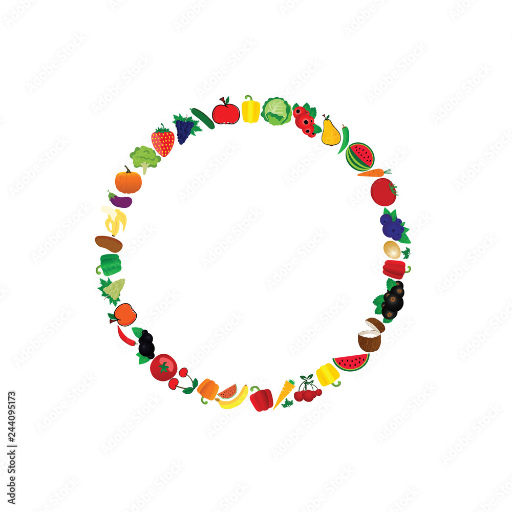 fruit and vegetable circle illustration fruit and vegetable circle illustration