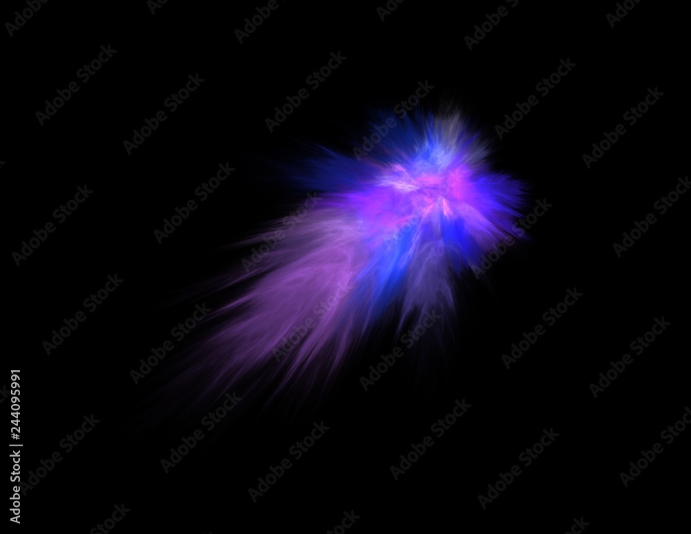 blue combustion on black background, fractal illustration