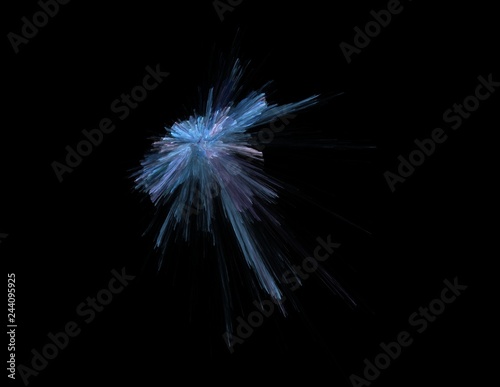 blue combustion on black background, fractal illustration