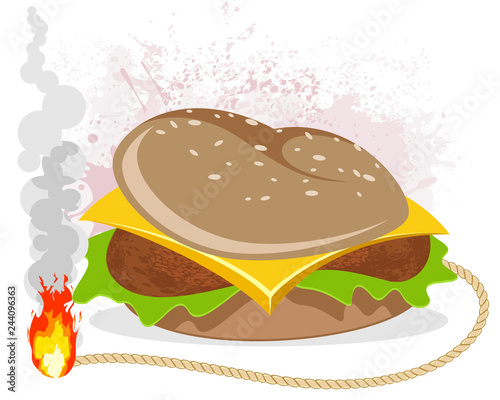 Hamburger with a wick