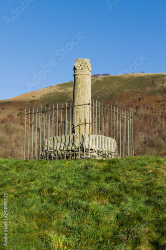 Elisegs Pillar a 9th century stone monument erected by Prince Cyngen ap Cadell of Powys in memory of his great grandfather Elisedd ap Gwylog near Valle Crucis Abbey Llangollen North Wales photo