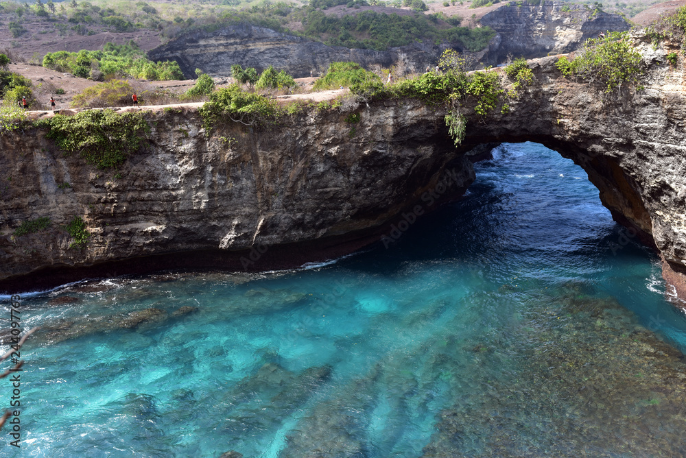 Broken Beach referred to by locals as Pasih Uug is one of the top picturesque destinations on Nusa Penida Island, Indonesia