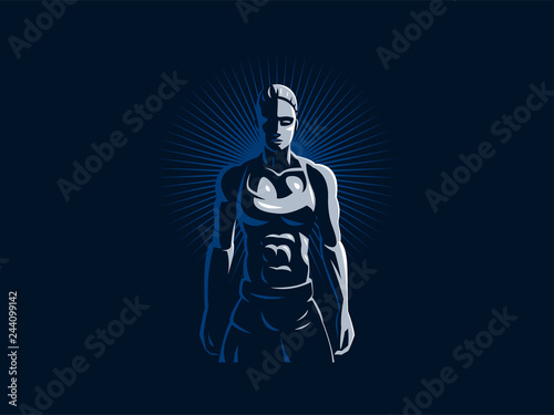 Woman fitness emblem.
