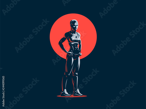 Woman fitness emblem.