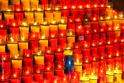 colorful candles in glass red in the main