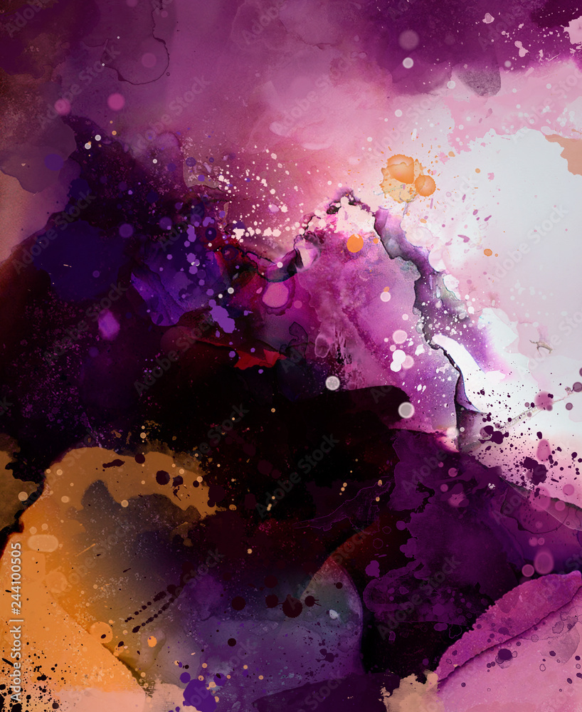Violet bright Abstract watercolor drawing on a paper image Violet bright Abstract watercolor drawing on a paper image