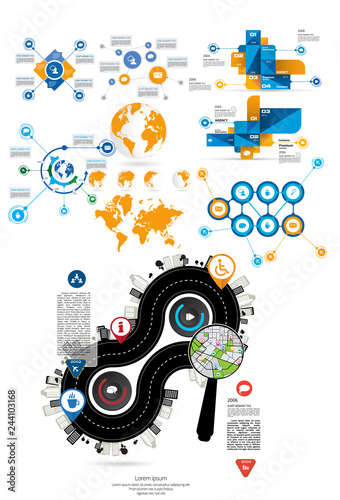 Business infographic elements data visualization vector design