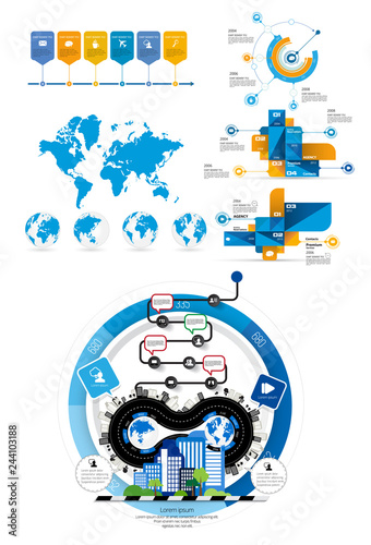 Business infographic elements data visualization vector design