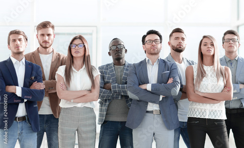 group of serious young people