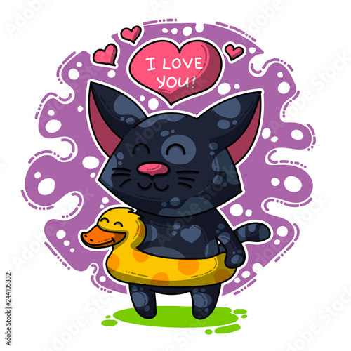 Vector seamless pattern about Cats in love