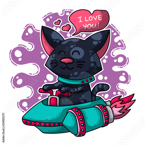 Vector seamless pattern about Cats in love