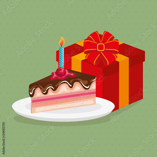 delicious sweet cake with gift birthday